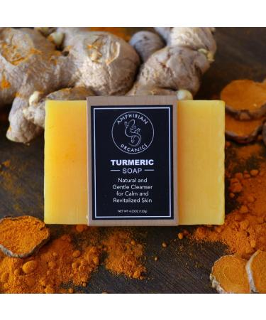 Amphibian Organics Turmeric Soap - All Natural Cleanser for All Skin Types - Gentle Face & Body Wash for Men, Women & Teens - 6 Ingredients - Buy Online on GoSupps.com