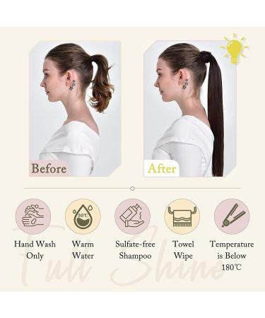 Ponytail Extensions No Claw Clip Full Shine Ponytail Human Hair Straight Wrap Around Ponytail Clip Balayage Color Ponytail Extensions 70Grams for Women(Black 12 inches 70g) 12 inches 70g Black - Buy Online on GoSupps.com