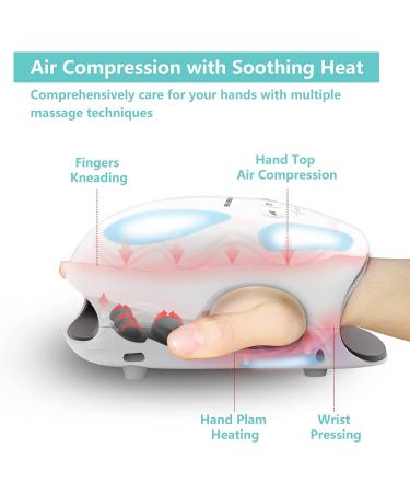 CINCOM Cordless Hand Massager with Heat and Compression - White - Ideal Gifts for Women with Arthritis and Carpal Tunnel - Buy Online on GoSupps.com