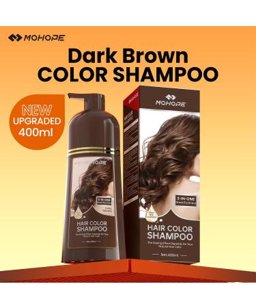 MOHOPE Dark Brown Hair Color Shampoo - 3 in 1 Instant Hair Dye for Gray Coverage | Semi-Permanent 20-Minute Application Lasts 30 Days | Safe & Natural Ingredients - 14.1 Fl Oz (400ml - Buy Online on GoSupps.com