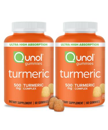 Turmeric Gummies Qunol Gummy with 500mg Turmeric Curcumin Joint Support Supplement Ultra High Absorption Tumeric Curcumin Vegan Gluten Free 2 Month Supply (60 Count Pack of 2) 60 Count (Pack of 1)