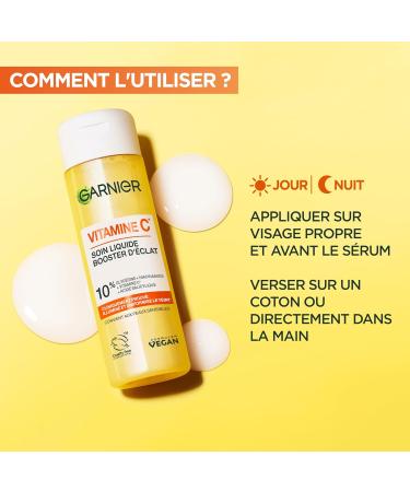GARNIER Skin Active - Soin Visage Illuminateur - Hydrate & Illumine - Vitamine C Glyc rine Niacinamide & Acide Salicylique - Vegan & Cruelty Free - Tous Types de Peaux - Unisexe - 120ml - Buy Online on GoSupps.com