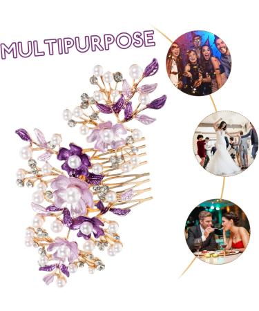 FRCOLOR Headband hair plug french side combs bridal side combs bridal side hairpieces combs for women pearl flower hair combs girls hair comb girl headpiece headband purple bride Comb - Buy Online on GoSupps.com