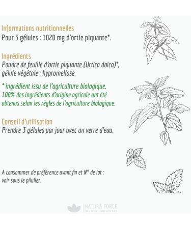 Organic Nettle Capsules - Pure Organic Spicy Nettle Leaf Extract - Rich in Biologically Active Compounds - Made in France - 90 Vegetable Capsules - Buy Online on GoSupps.com