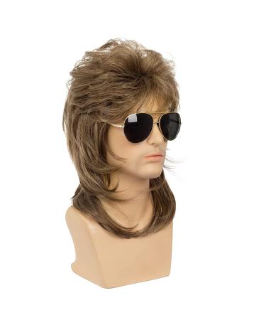 Buy Qnbiar Men's Light Brown Mullet Wig - Retro 70s 80s Curly Cosplay Costume & Disco Show Wig - Buy Online on GoSupps.com