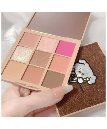 Beauty Palette Cute Dog Pearlescent Eyeshadow Palette 9 Colors Matte Glitter Eye Shadow Makeup Palette Natural Waterproof Eye Shadow Pallete