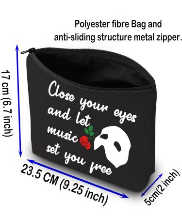 Phantom's Mask Makeup Bag 90s Horror Film Gift Close Your Eyes Let Music Set You Free Funny Gift for Fans(Close Your Eyes) - Buy Online on GoSupps.com
