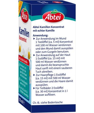 Abbey Chamomile Concentrate - 50ml | Vegan Skin Hair & Oral Care | Versatile Bathing Additive with Real Chamomile - Buy Online on GoSupps.com