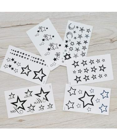 Yesallwas Cute Black Moon Sky Stars Temporary Tattoo 6 Sheet Set - Waterproof Art Fake Tattoo Stickers for Women, Kids & Body - Trendy Galaxy Design - Buy Online on GoSupps.com