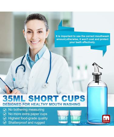 GMISUN Mouthwash Dispenser Set - 2 Pack 16oz Glass Decanters with Refillable Bottles, Pour Spouts, Cups, Labels, and Funnel - Buy Online on GoSupps.com