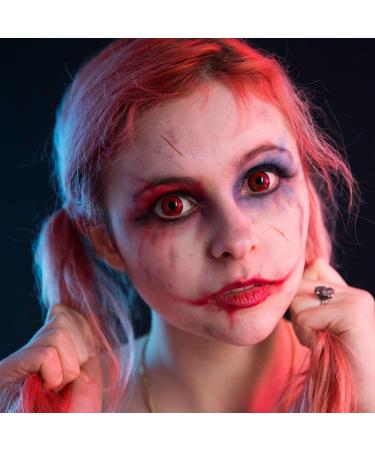 Colored Red Crazy Fun Contact Lenses 'Red Flower' - 1.50 Dioptria for Carnival & Halloween 2024 | Free Lens Container | Top Quality 14.00mm - Buy Online on GoSupps.com