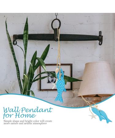 Zerodeko Flamingo Small Fish Pendant Home Decor Wooden Fish Coastal Decor Indoor and Outdoor Wall Craft Flip Chart Blue 30CM - Buy Online on GoSupps.com