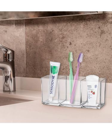 Clear Makeup Brush Holder Organizer - 3 Slot Cosmetic Brushes Storage - Buy Online on GoSupps.com