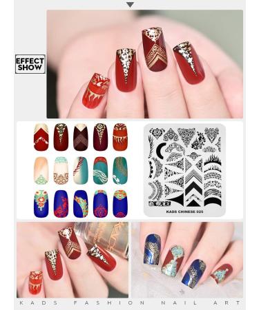 KADS Nail Stamping Plate Chinese Style Nail Art Stamp Template bamboo Lotus DIY Image Template Manicure Stamping Plate Stencil Tools (CN025) - Buy Online on GoSupps.com