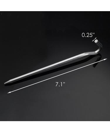 Aluminium Camping Tent Pegs with Hook - 7 Hexagon Nail Spike Stakes for Canopies and Garden - Silver - Buy Online on GoSupps.com
