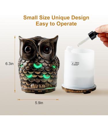 ALIEYE Owl Essential Oils Diffuser - Hand-Painted Ceramic 200ML Quiet with Waterless Shut-Off Cool Mist & 7 LED Colors - Perfect for Bedroom Home & Office - Buy Online on GoSupps.com