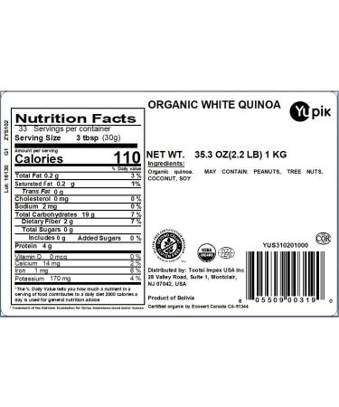 Yupik Organic White Quinoa 35.2 oz - Non-GMO, Vegan, Gluten-Free - Buy Online on GoSupps.com