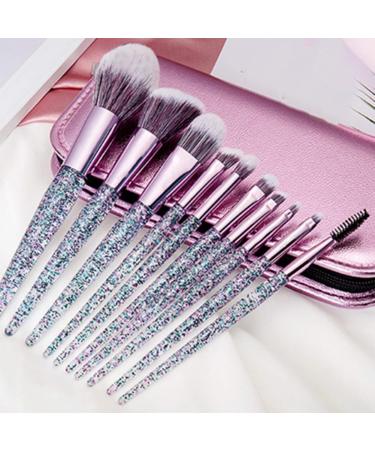 10-Piece Makeup Brush Set with Flash Handle & Purple Cosmetic Bag Perfect for Foundation Blush & Eyeshadow | International Shipping Available - Buy Online on GoSupps.com