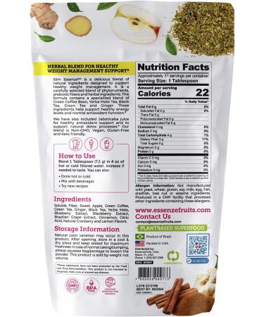 Essenze Slim Instant Berry Tea 8 Oz - Herbal Detox Powder for Flat Tummy - Digestion & Bloating Relief - 31 Cups - Buy Online on GoSupps.com