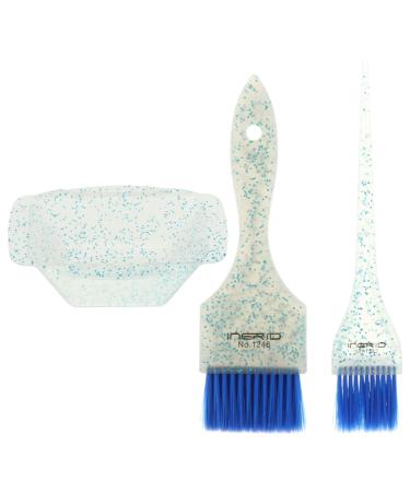 Minkissy Highlight Hair Brush Tint Bowls Set Hair Dye Brush and Bowl Set Professional Hair Dye Kit Salon Hair Coloring Dyeing Kit Tint Tool (Blue) Hair Color Brush Hair Dyeing Bowl