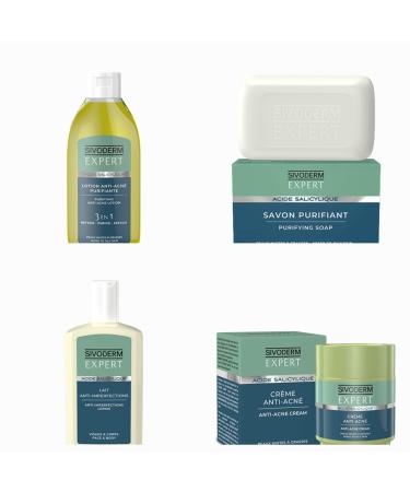 OBBBeaut Sivoderm Expert Face Clean Salicylic Acid Range 100g Soap Face and Body Milk 65ml Acne Cream 85ml Anti-Acne Purifying Lotion 160ml