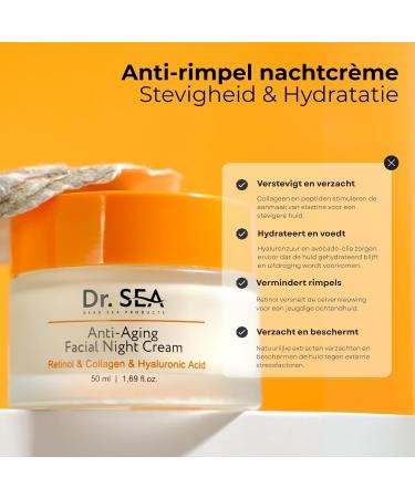 Doctor Sea Cosmetics LTD DR SEA AntiAging Face Cream Night Retinol Collagen & Hyaluronic Acid Regeneration & Firmness 50ml - Buy Online on GoSupps.com