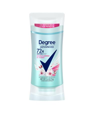 Degree Advanced Antiperspirant Deodorant 72-Hour Sweat & Odor Protection White Flowers & Lychee Antiperspirant for Women with MotionSense Technology 2.6 oz Unscented 2.6 Ounce (Pack of 1)