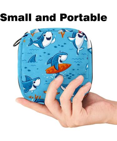 Portable Women's Binding-Storage Bags | Menstrual Cup Bags for Teens | Multicolored Shark & Fish Design - Buy Online on GoSupps.com