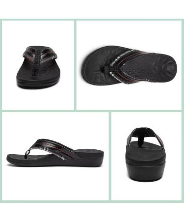 Orthopedic Sandals for Plantar Fasciitis | Arch Support Flip Flops | Non-Slip Lightweight Sandals | Black & Red - Buy Online on GoSupps.com