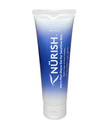 N RISH Nurish Post Shave Gel 3.4 Oz. Aloe Vera Gel Vitamin E Jojoba Oil Almond Oil Psyllium Husk Powder and Pepermint Oil.