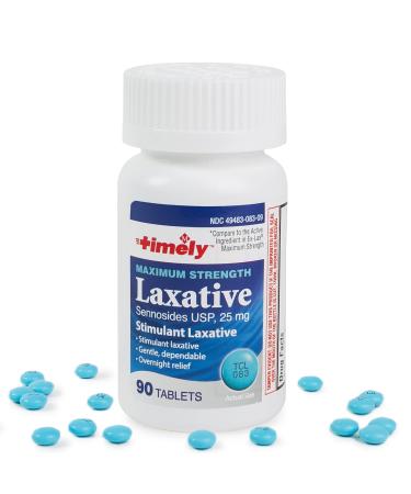 Max Lax Laxatives for Constipation Relief - 90 Maximum Strength Tablets - 25mg Sennosides Laxative - Occasional Constipation Relief for Adults - Stimulant Laxative - Compare to Ex-Lax Maximum Strength