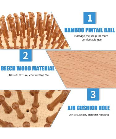 Bamboo Hair Brush | Portable Wooden Scalp Massager for Men, Women, Kids | Anti-Static Air Cushion for Thick, Thin, Curly, Straight Hair - Restore Shine - Buy Online on GoSupps.com