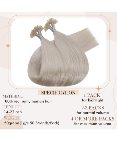 Hetto Real Hair Boning Extensions - Platinum Blonde #60 50g 50cm (20 inches) - Remy Keratin Bonding Hair Extensions - Buy Online on GoSupps.com
