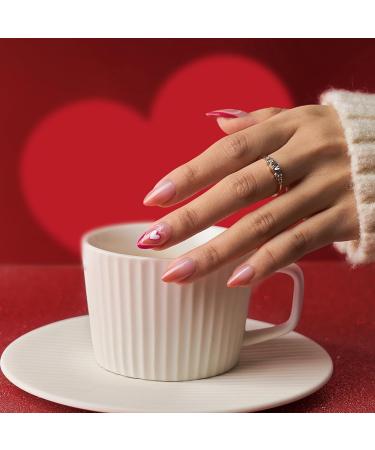 Buy Bartbox Short Almond Press On Nails - Soft Gel Full Cover Nail Tips | Pre-Designed Pink Artificial Fingernails for Nail Extensions - Buy Online on GoSupps.com