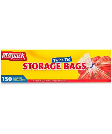 ProPack Disposable 1 Gallon Plastic Storage Bags - 150 Twist Tie Bags for Home, Office, Traveling, Snacks - 1 Pack - Buy Online on GoSupps.com
