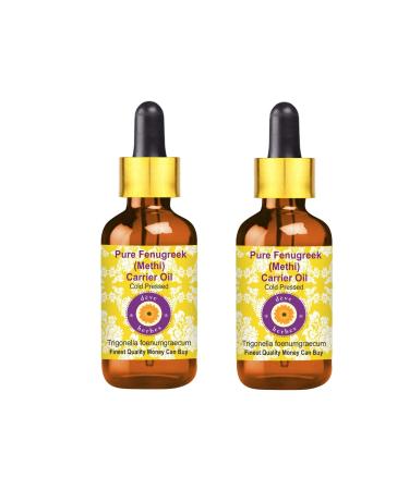 Deve Herbes Pure Fenugreek Methi Carrier Oil Trigonella foenumgraecum with Glass Dropper Cold Pressed Pack of Two 100ml X 2 6 oz