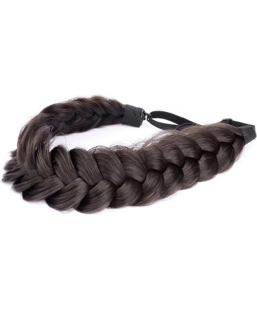 Gledola Messy Synthetic Hair Braided Headband Classic Chunky Wide Plaited Headband for Women Girl Beauty (Chocolate) - Buy Online on GoSupps.com
