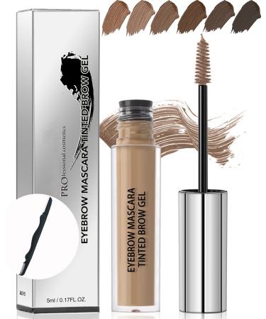 Lestpola Waterproof Long Lasting Smudge Resistant Liquid Eyebrow Mascara Tinted Eyebrow Gel Volumizing Enhancing Eyebrow Mascara with Eyebrow Shaving Brush 03 Brown