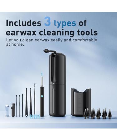 Lebbtl Ear Wax Removal - Electric Ear Irrigation Flushing System Ear Cleaner with Camera 1080P Otoscope Ear Cleaning Tool with 7 Pcs Ear Set Safe and Effective Earwax Removal Kit Black - Buy Online on GoSupps.com