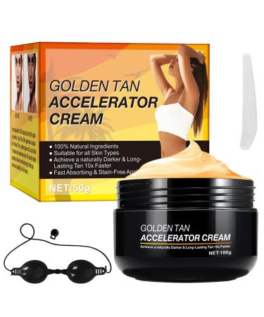 Tanning Accelerator Cream 100g Premium Sunbed Tanning Accelerator Cream Self Tanner Oil Intensive Luxe Gel Long-Lasting Rapid Tanning Cream With Sun Tanning Glasses And Applicator Tools