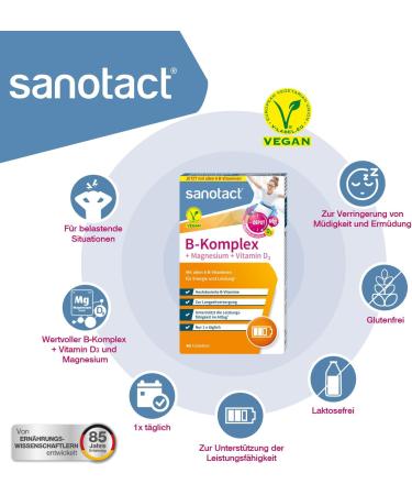 Sanotact B Complex + Magnesium + Vitamin D3 (240 Tablets) | High-Dose Vegan B Vitamins & Minerals for Energy & Wellness - Buy Online on GoSupps.com