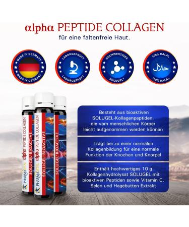 Buy Pharmavital Alpha Peptide Collagen Drinkampull | 10 000mg Collagen Hydrolysate | Vitamin C & Selenium | 50 Pack for Joint & Bone Health - Buy Online on GoSupps.com