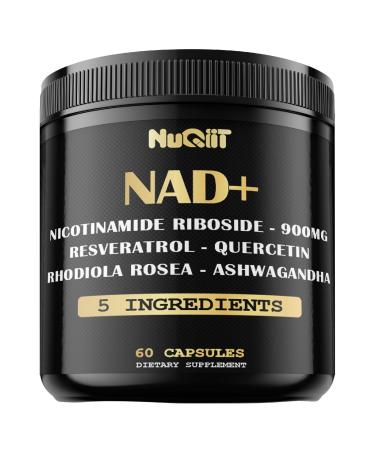 NAD+ Supplement with Nicotinamide Riboside Resveratrol Quercetin Turmeric Rhodiola Rosea - 60 Count