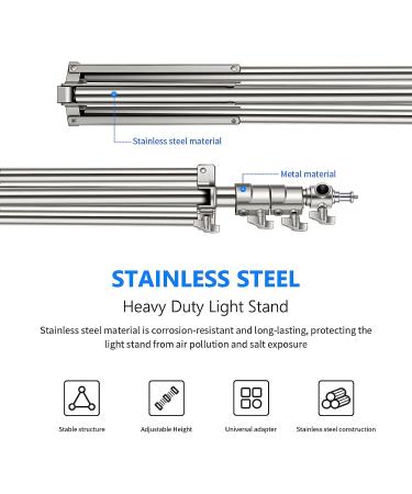 NEEWER 79-inch Stainless Steel Light Stand with Spring Cushioning - Heavy Duty Photography Tripod with Universal Screw Adapter for Lighting Equipment - Buy Online on GoSupps.com