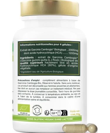 Garcinia Cambogia Organic | Fast & Effective | High Concentration 60% HCA | 2000mg/Day | Satiety Line | Top Quality - Buy Online on GoSupps.com