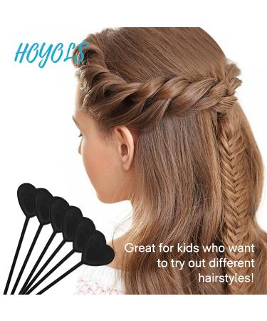 Hoyols Quick Beader Set for Hair Braids - 12pcs Black Ponytail Maker Tool for Kids and Girls - Buy Online on GoSupps.com