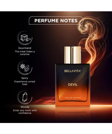 BELLA'VITA Devil Eau De Parfum Perfume with Gourmand Cedar Vanilla and Musk| Premium EDP Long Lasting Woody Spicy Fragrance for Men & Women 100 ML - Buy Online on GoSupps.com