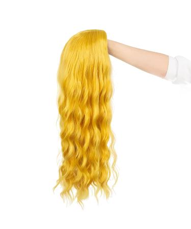 Beweig Yellow Long Curly Wavy Wig for Women - 25 inch Synthetic Hair Halloween Cosplay Party Wig - Buy Online on GoSupps.com