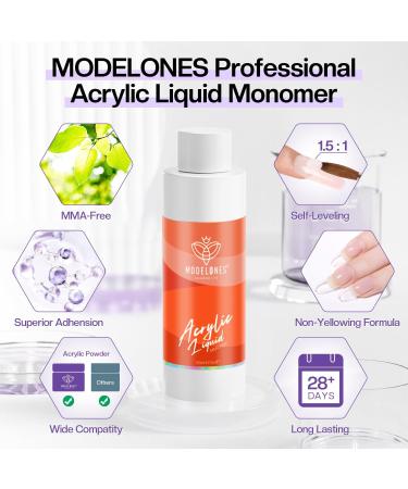 Modelones 120ml Acrylic Monomer for Acrylic Powder MMA-FREE Professional System Acrylic Nail Liquid for Acrylic Nails Extension &Carving Non-Yellowing - Buy Online on GoSupps.com