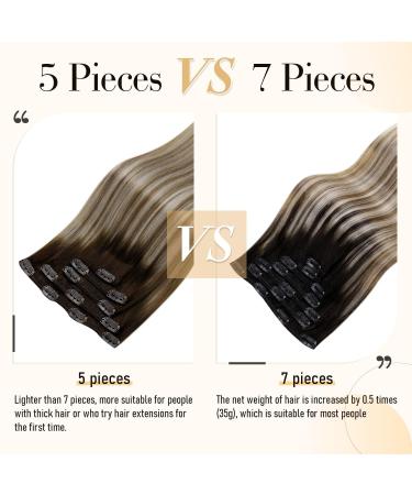 Laavoo Ombre Clip-In Hair Extensions - Real Remy Hair 70cm Dark Brown Balayage 5 Pieces Lightweight & Easy to Use - Buy Online on GoSupps.com